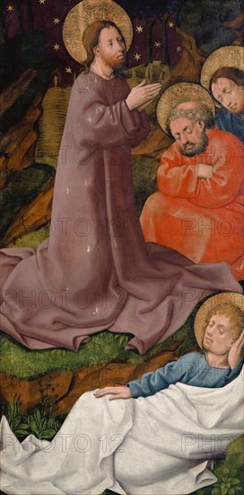 Christ on the Mount of Olives, c. 1450, mixed media on paneled spruce, covered with canvas, 100.5 x 50.5 cm, unsigned, Meister von Schloss Lichtenstein, tätig um 1440/50 in Wien