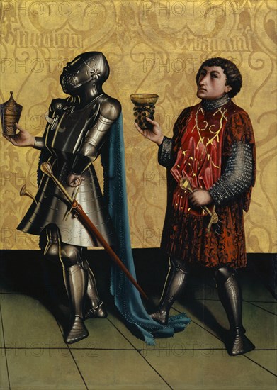 Sibbechai and Benaja, c. 1435, mixed media on canvas laminated oak, 97.5 x 70 cm, unmarked, Konrad Witz, Rottweil um 1400 – um 1445/47