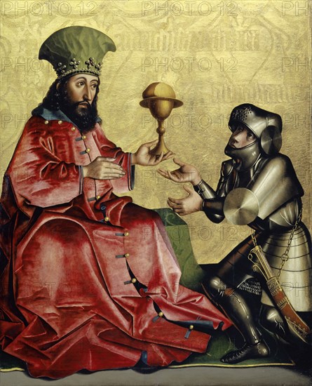 Abraham before Melchizedek, c. 1435, mixed media on canvas-laminated oak, 78 x 68.5 cm, unsigned, Konrad Witz, Rottweil um 1400 – um 1445/47