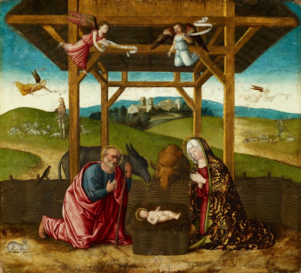 The Nativity, frosted tempera on poplar wood, 38.6 x 42.5 cm, unsigned, Francesco di Simone da Santacroce (1), (?), Santacroce bei Bergamo 1440/45–1508 Venedig