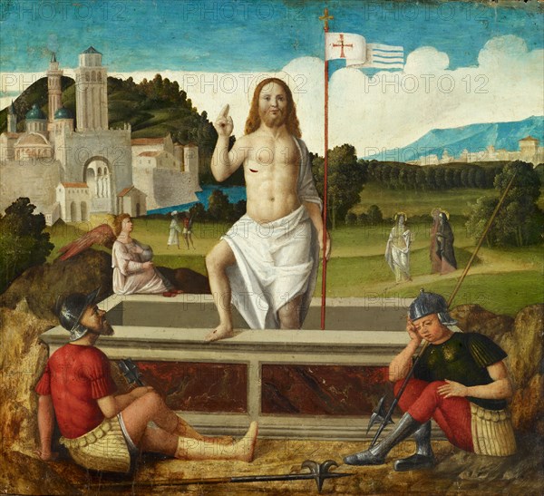 Christ's Resurrection, Frosted Pempera on Poplar Wood, 38.4 x 42.6 cm, Unmarked, Francesco di Simone da Santacroce (1), Santacroce bei Bergamo 1440/45–1508 Venedig