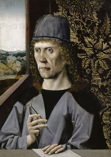 Portrait of an architect, c. 1480, mixed technique on basswood, 42.9-43.2 x 30.5-30.8 cm, unmarked, Bayerischer Meister, 15. Jh.