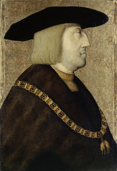 Portrait of Emperor Maximilian I, oil on linden wood, 46 x 32 cm, not marked, Meister von Messkirch, (Umkreis (?) / circle (?)), tätig um 1530–1543 in Messkirch