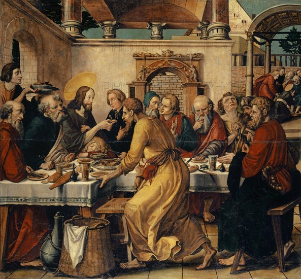 The Last Supper, mixed media on canvas, 144 x 155 cm, unmarked, Hans Herbst(er), Strassburg 1470–1552 Basel, Hans Holbein d. J., (Mitarbeit (?) / collaboration (?)), Augsburg um 1497/98–1543 London