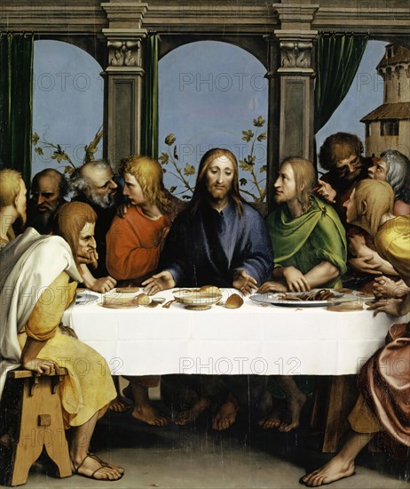 The Last Supper, c. 1527, oil on linden wood (?), 115.5 x 97.5 cm, unsigned, Venus-Maler (Werkstattmitarbeiter bei Hans Holbein d. J.), tätig in Basel um 1525