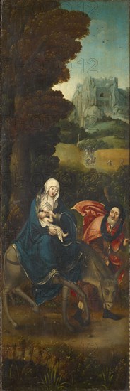 The flight to Egypt (inside), Marbling (outside), 1519, oil on oak, 92.5 x 30.3 cm, Unmarked, Meister der von Grooteschen Anbetung, tätig um 1500–1530