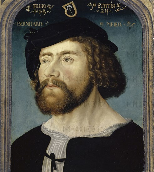 Portrait of the Basler Junkers Bernhard Meyer zum Pfeil, 1513, mixed technique on basswood, 40.5 x 34.5 cm (with attachment: 43.7x 37 cm), not marked., Dated top left: ANNO 1 · 5 · 13, top right: ETATIS · 25, Oberrheinischer Meister, 16. Jh.