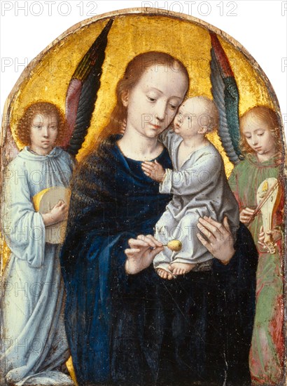Madonna and Child between angels making music, 1490/95, mixed media on oak, 11.9 x 9 cm, unsigned, Gerard David, Oudewater um 1460–1523 Brügge
