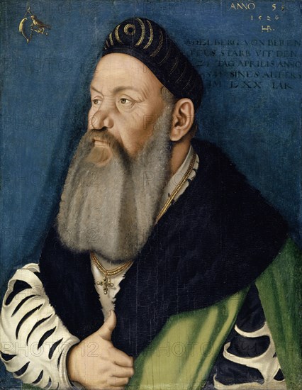 Portrait of the Adelberg III., by Bärenfels, 1526, oil on fir wood, 61.4 x 48.2 cm, signed and dated in the upper right corner: ANNO 55/1526, HB • [ligatured], Hans Baldung gen. Grien, Schwäbisch Gmünd (?) 1484/85–1545 Strassburg