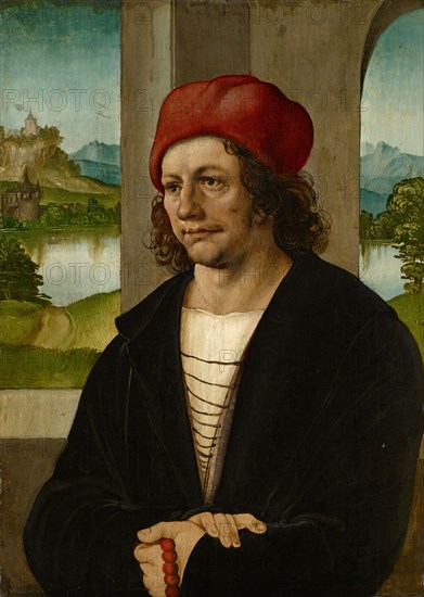 Portrait of a man in a red cap, c. 1505/06, oil on linden wood, 42.5 x 31.5 cm, unsigned, Hans Schäufelein, um 1480–1539/40 Nördlingen