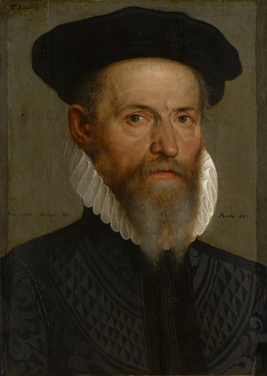 Portrait of Thomas Erastus, 1582, oil on fir wood, 39.4 x 27.7 cm, unsigned., Labeled over the shoulders, left: Anno 1582 • April • 24 •, right: Aetatis 58 •, Tobias Stimmer, (?), Schaffhausen 1539–1584 Strassburg