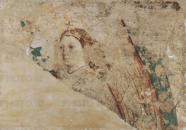 Annunciation to Mary: The Archangel Gabriel, c. 1450, wall painting, rendered on canvas, 113 x 162 cm, unmarked, Basler Meister, 15. Jh.