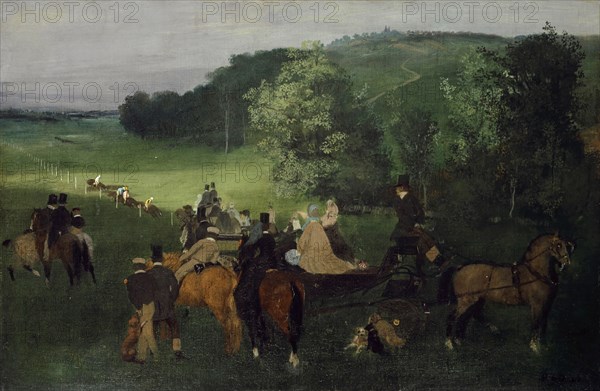Sur le champ de courses (Les Courses), c. 1861/1862, oil on canvas, 42.8 x 65 cm, signed lower right: Degas, Edgar Degas, Paris 1834–1917 Paris