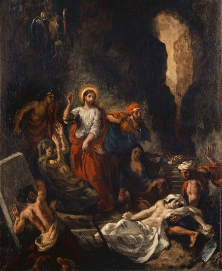 La résurrection de Lazare, 1850, oil on canvas, 61.1 x 50.1 cm, inscribed lower right center: Eug., Delacroix., 1850th, Eugène Delacroix, Charenton-Saint-Maurice/Val-de-Marne 1798–1863 Champrosay bei Paris