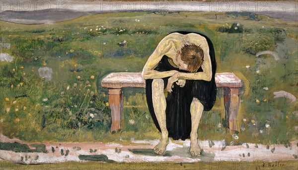 Disappointed Soul, c. 1891/1892, oil on canvas, 38.3 x 65.7 cm, signed lower right: F. Hodler., Ferdinand Hodler, Bern 1853–1918 Genf