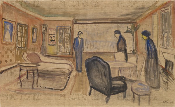 Scene from Ibsen's Ghosts, 1906, tempera on unprimed canvas, 61 x 99.5 cm, signed and dated lower right: E Munch 06, Edvard Munch, Løten b. Hamar/Hedmark 1863–1944 Oslo