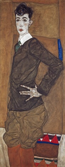 Portrait Erich Lederer, 1912-1913, oil and gouache on canvas, 140 x 55.4 cm, signed and dated lower right: EGON, SCHIELE, 1912, Egon Schiele, Tulln an der Donau/Niederösterreich 1890–1918 Wien