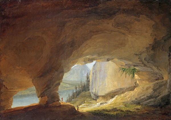 View from the Beatus Cave to Lake Thun, 1776, oil on canvas, 54.3 x 76.2 cm, signed and dated in the middle of the picture on the rock vault: C. Wolff 1776, Caspar Wolf, Muri/Aargau 1735–1783 Heidelberg