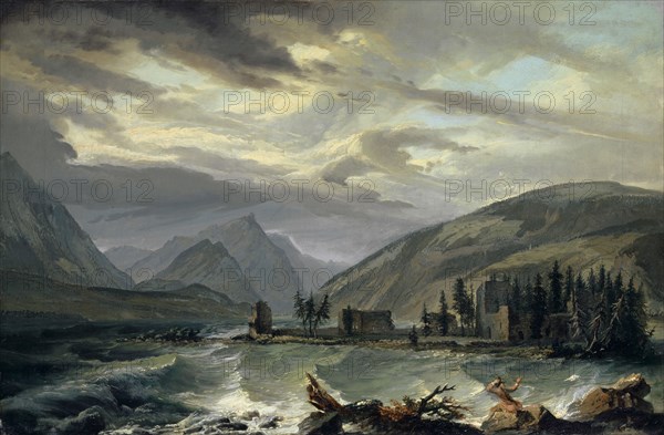 Storm over Lake Thun, c. 1774/77, oil on canvas, 54.4 x 81.7 cm, signed lower middle on a rock: Wolff., Caspar Wolf, Muri/Aargau 1735–1783 Heidelberg