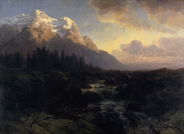 The Rosenlauital with the Wetterhorn, 1856, oil on canvas, 173.5 x 239 cm, signed and dated lower left: A. Calame fc., 1856, Alexandre Calame, Vevey 1810–1864 Menton