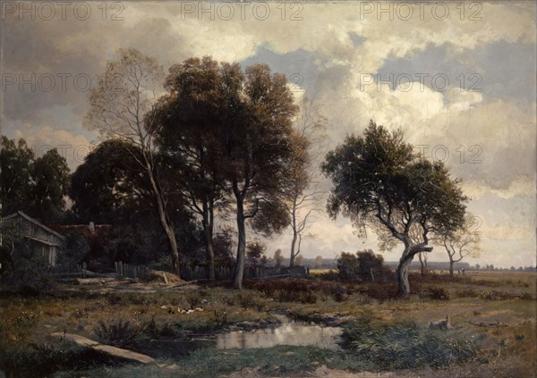 Autumn landscape near Schleissheim, around 1888, oil on canvas, 103.5 x 146 cm, signed lower left: O. Froelicher, Otto Frölicher, Solothurn 1840–1890 München