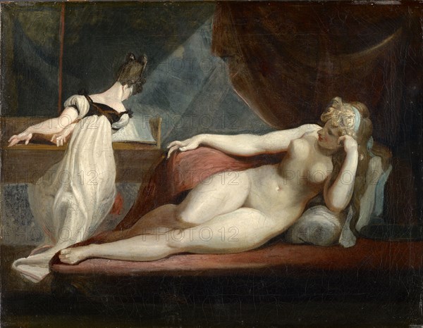 Resting female nude and pianist, 1799/1800, oil on canvas, 71.2 x 91 cm, unmarked, Johann Heinrich Füssli, Zürich 1741–1825 Putney Hill b. London