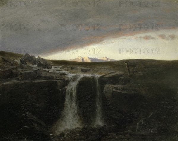 Mountain Landscape with Waterfall, c. 1849, oil on canvas, 32.8 x 40.8 cm, unsigned, Arnold Böcklin, Basel 1827–1901 San Domenico