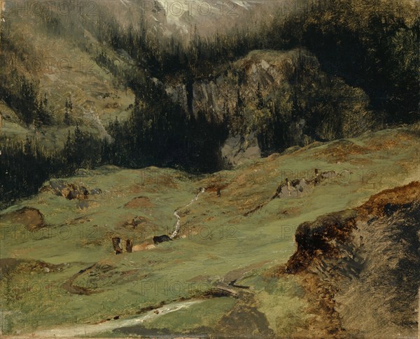 Alp Rosenlaui, 1850-1855, oil on paper on canvas, 27.3 x 33.3 cm, unmarked, Alexandre Calame, Vevey 1810–1864 Menton