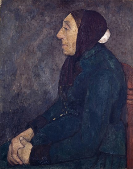 Seated old peasant woman, c. 1903, oil on canvas, 81.8 x 65.5 cm, unmarked, Paula Modersohn-Becker, Dresden 1876–1907 Worpswede/Niedersachsen