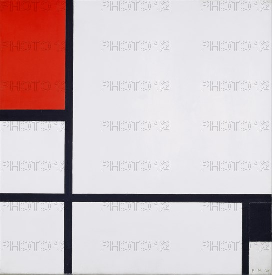 Composition no. I, avec rouge et noir, 1929, oil on canvas, 52.3 x 52.2 cm, monogrammed and dated lower right: P M '29, Piet Mondrian, Amersfoort 1872–1944 New York/N.Y.