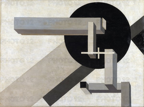 Proun 1D, around 1919, oil on canvas, on plywood, 71.6 x 96.1 cm, signed lower right: 191 [last digit illegible, color loss], El Lissitzky, Pochinok/Smolensk 1890–1941 Moskau