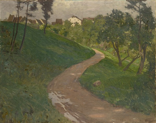 Landstraße on the Hill, 1899/1905 (?), Oil on canvas, 58 x 73 cm, signed lower right: Fritz Burger., Fritz Burger, München 1867–1927 Lindau am Bodensee