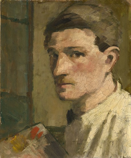 Self-portrait with Palette, 1908/1909, oil on board, on wooden board, 45.5 x 38 cm, not marked, Hans Brühlmann, Amriswil/Thurgau 1878–1911 Stuttgart