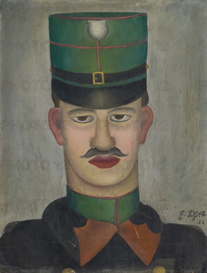 Policeman, 1922, oil on pavatex, 49 x 37.5 cm, signed and dated lower right: E.Schöttli, 22 [Kurrentschrift], Emanuel Schöttli, Basel 1895–1926 Basel