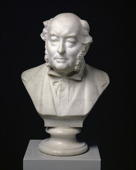 Bust of Professor Johann Jakob Bachofen-Burckhardt, 1884, marble, 54.5 x 38.5 x 28 cm, signed and dated on the reverse on the bust edge: Richard Kissling 1884, inscribed on the front on the bust edge:, [R, ., superscript] I. I. BACHOFEN, Richard Kissling, Wolfwil/Solothurn 1848–1919 Zürich