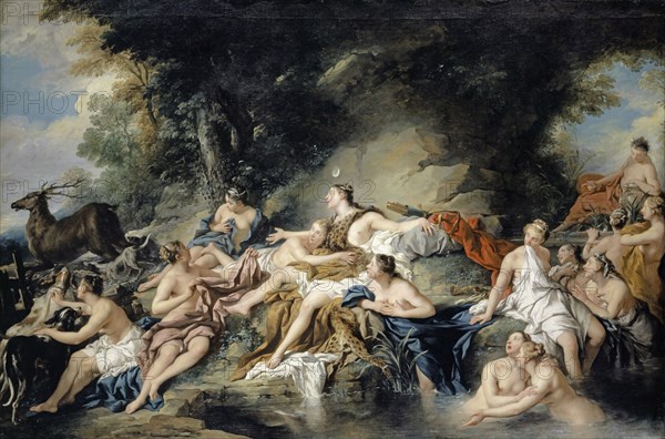 Diana and Actaeon, 1734, oil on canvas, 130.8 x 196.2 cm, signed and dated on the left of the fence: DE., TROY, 1734, Jean-François de Troy, Paris 1679–1752 Rom