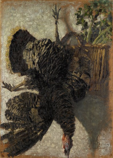 Hanging turkey, around 1881 (1885?), Oil on canvas, 114 x 82 cm, monogrammed twice lower right: GS [ligated], and top left: GS [ligated, painted over], Giovanni Segantini, Arco/Trentino 1858–1899 Schafberg/Graubünden