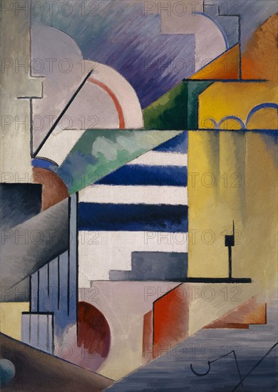 Abstract Composition I, 1917/18, oil on canvas, 50 x 35.5 cm, monogrammed lower right, Helmuth Viking Eggeling, Lund 1880–1925 Berlin