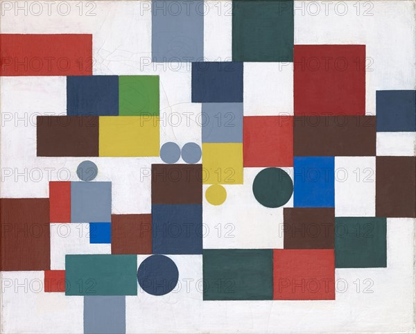 Composition à carrés, rectangles and cercles coïncidents, 1939, oil on canvas, 33 x 40.5 cm, unmarked, Sophie Taeuber-Arp, Davos/Graubünden 1889–1943 Zürich
