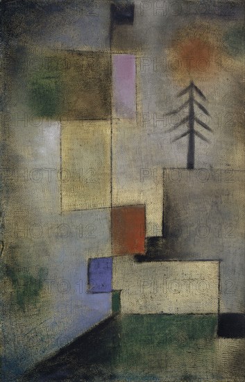 Small Fir Tree, 1922, 176, oil on nettle cloth on cardboard, 31.6 x 20.2 cm, signed and dated lower left: Klee, 1922/176 [slightly readable], inscribed on the reverse: 1922 176 Small fir painting, Paul Klee, Münchenbuchsee/Bern 1879–1940 Muralto b. Locarno/Tessin