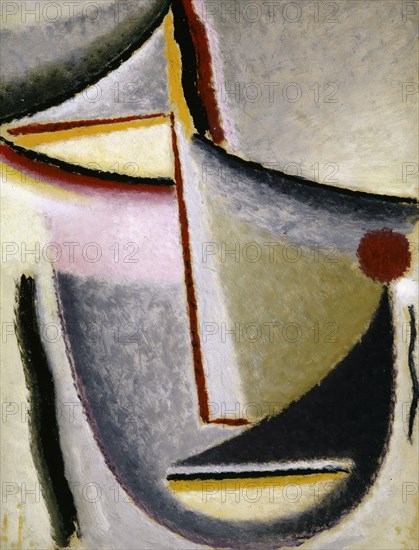 Abstract Head (Constructive Head), c. 1930, oil on canvas, mounted on cardboard, 42.5 x 32.5 cm, monogrammed lower left: A. j., Alexej von Jawlensky, Torschok/Twer 1864–1941 Wiesbaden