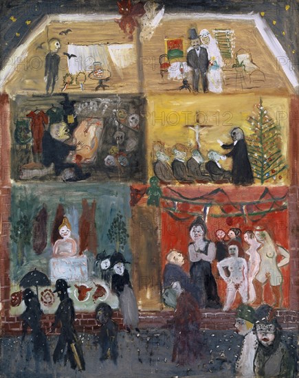 Cross section through a house, 1931, oil on canvas, 77.5 x 61 cm, unmarked, Walter Kurt Wiemken, Basel 1907–1941 bei Castel San Pietro/Tessin