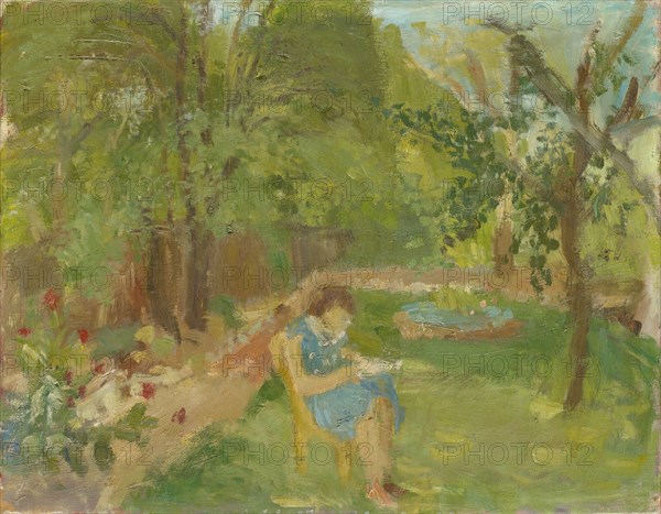 Girl in the Garden, 1929, oil on canvas, 36 x 46 cm, unmarked, Walter Kurt Wiemken, Basel 1907–1941 bei Castel San Pietro/Tessin