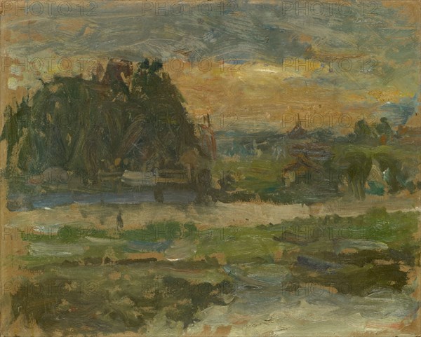 Evening on the Seine, 1930, oil on board, 33 x 41 cm, not marked, Walter Kurt Wiemken, Basel 1907–1941 bei Castel San Pietro/Tessin