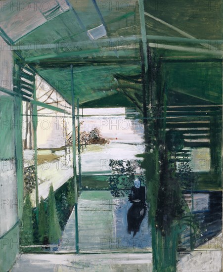 Old Woman in the Greenhouse, 1936, oil on canvas, 100 x 82 cm, signed and dated lower right: W.K., Wiemken, 36., Walter Kurt Wiemken, Basel 1907–1941 bei Castel San Pietro/Tessin