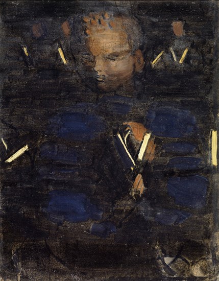 Preparation., Single Figure Study, 1920-1930, oil on paper, 21 x 16 cm, unmarked, Otto Meyer-Amden, Bern 1885–1933 Zürich
