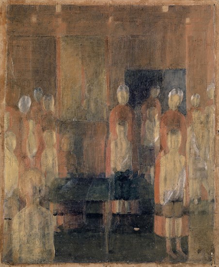 Vaccination, c. 1919, oil on paper, mounted on cardboard, 26 x 21 cm, unmarked, Otto Meyer-Amden, Bern 1885–1933 Zürich