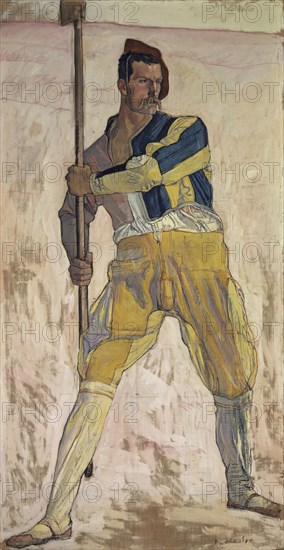 Warrior with Halberd, c. 1898, oil on canvas, 204.5 x 107.3 cm, signed lower right: F. Hodler., Ferdinand Hodler, Bern 1853–1918 Genf