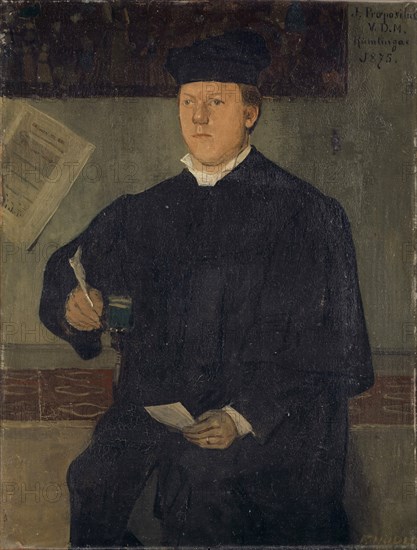 Portrait of Pastor Jakob Probst in Rümlingen, 1875, oil on canvas, 36.2 x 27.8 cm, signed lower right: F. HODLER, inscribed top right: J. Præpositus, V.D.M., Rümlingae, 1875., Ferdinand Hodler, Bern 1853–1918 Genf