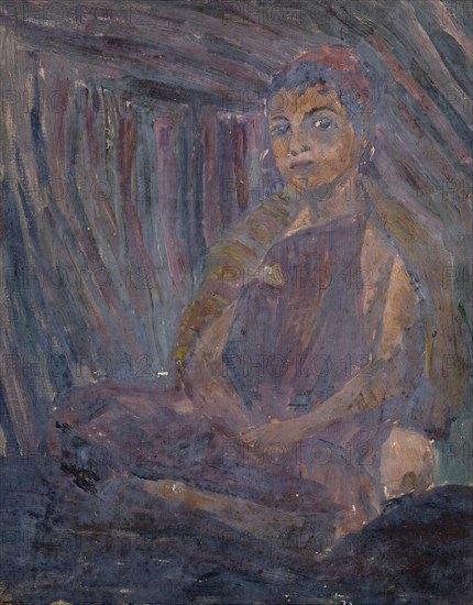 Bedouin boy in tent tent, oil on canvas, 46 x 36.5 cm, Ernst Schiess, Basel 1872–1919 Valencia